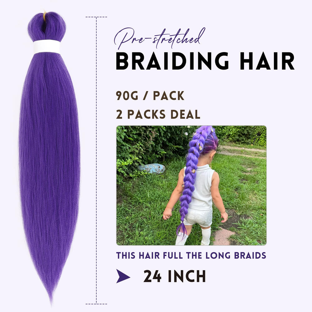 Arcpor pre-stretched purple braiding hair enables quick, smooth braid results.