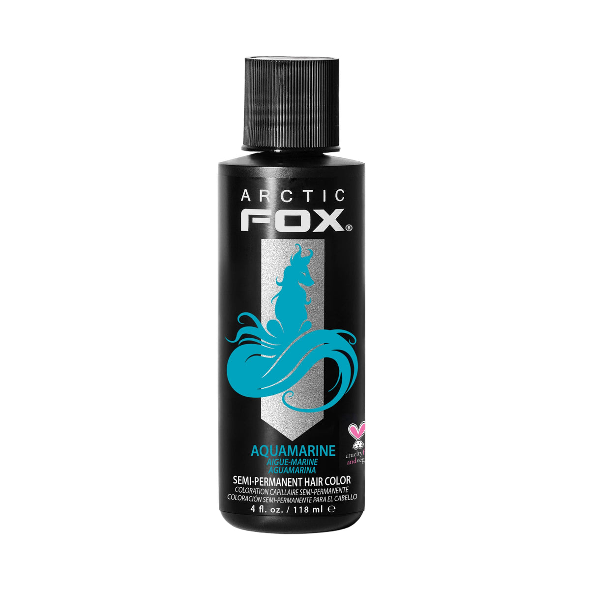 ARCTIC FOX Aquamarine dye bottle demonstrates bold, salon-ready color.