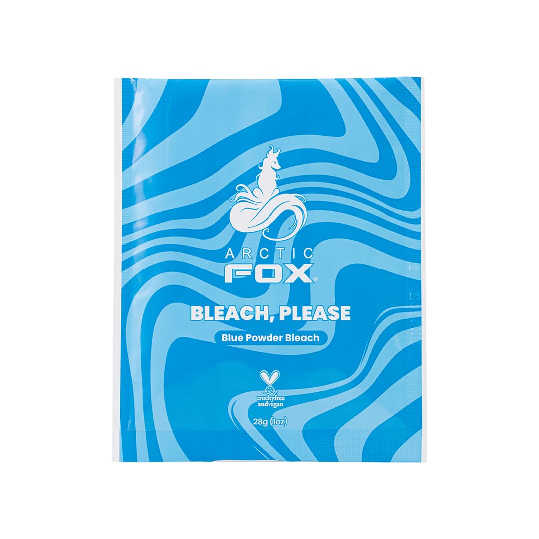 ARCTIC FOX Blue Powder Bleach box close-up showing professional lightening power.
