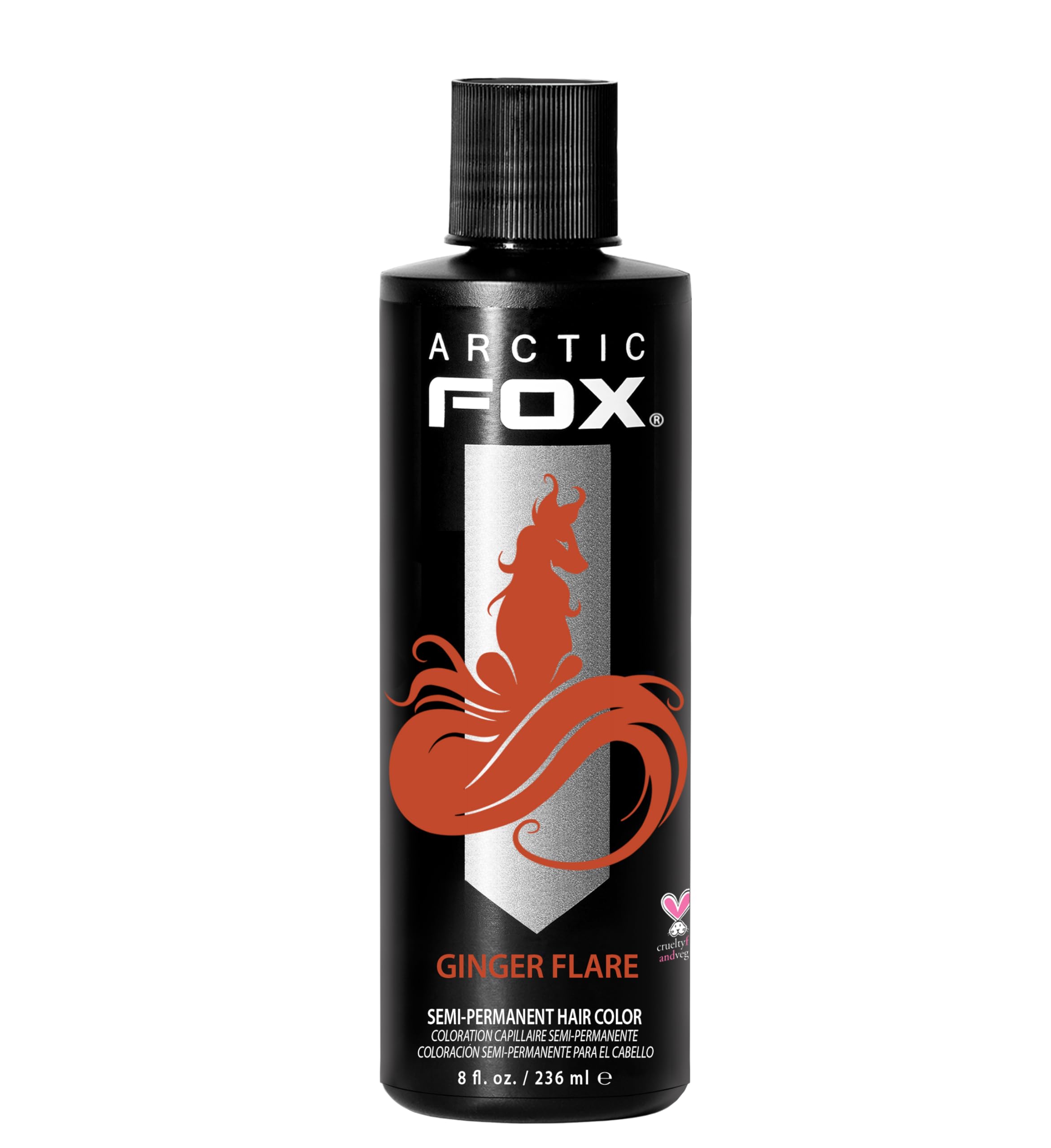 ARCTIC FOX Ginger Flare bottle pour shows bold orange pigment for vibrant color.