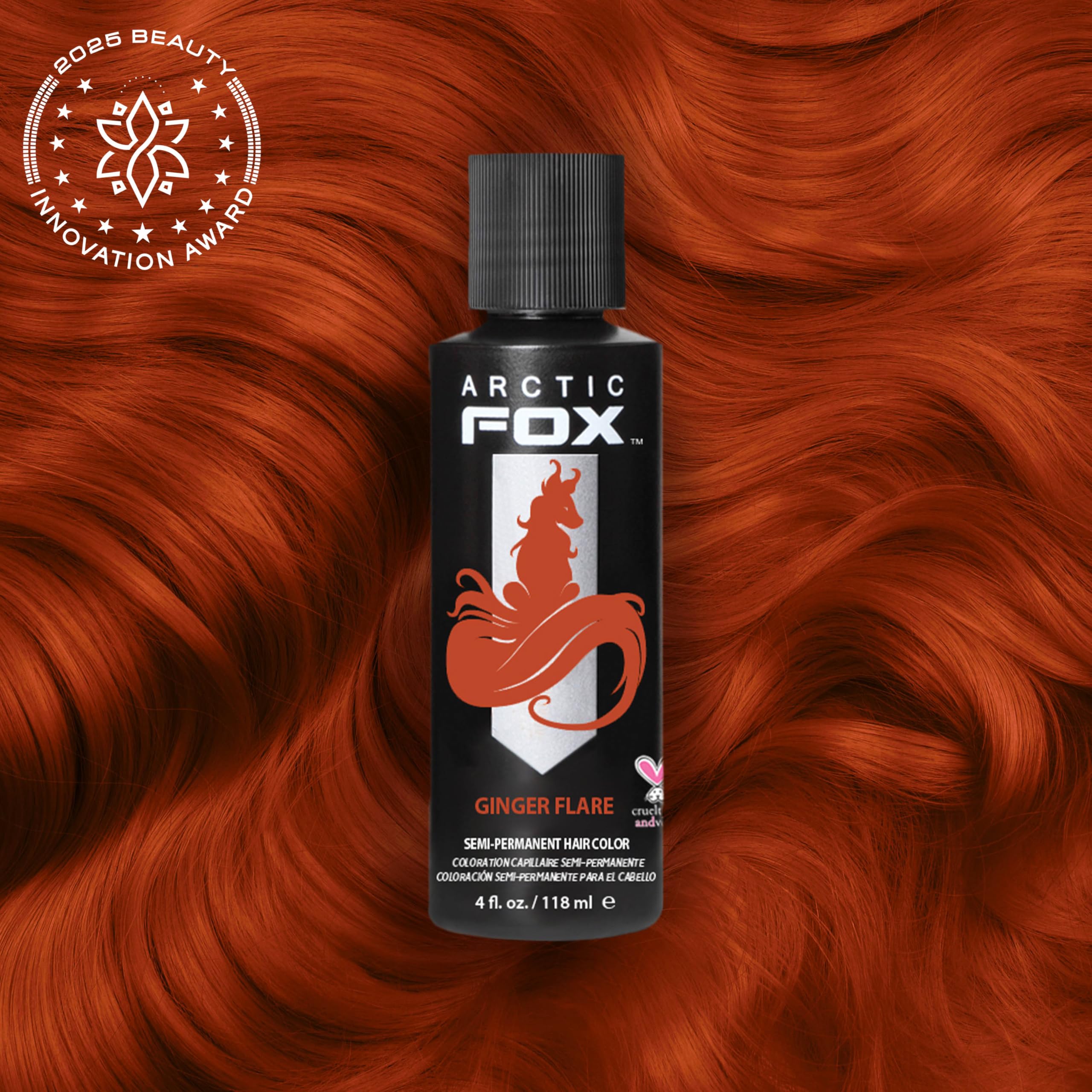 ARCTIC FOX Ginger Flare color swatch showing rich orange-cayenne tone for darker hair