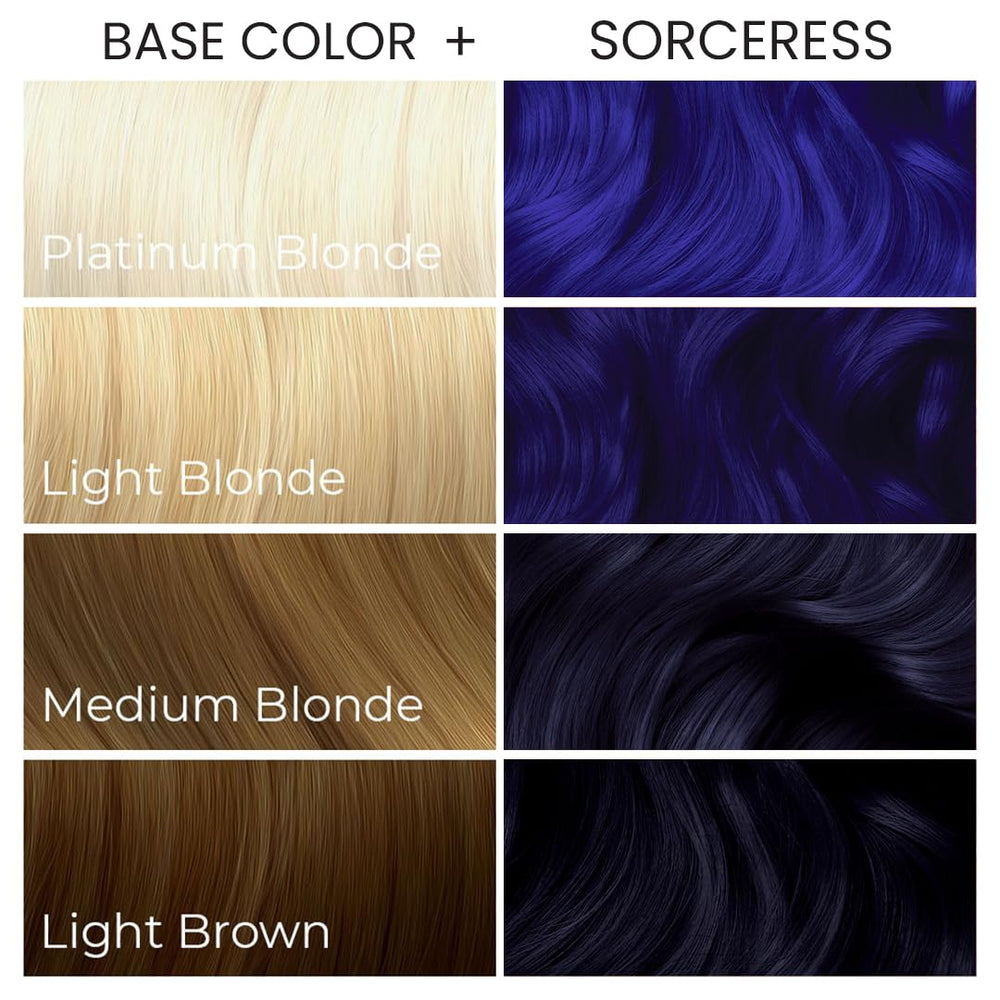 Velvety midnight blue results on dark hair with Arctic Fox Sorceress