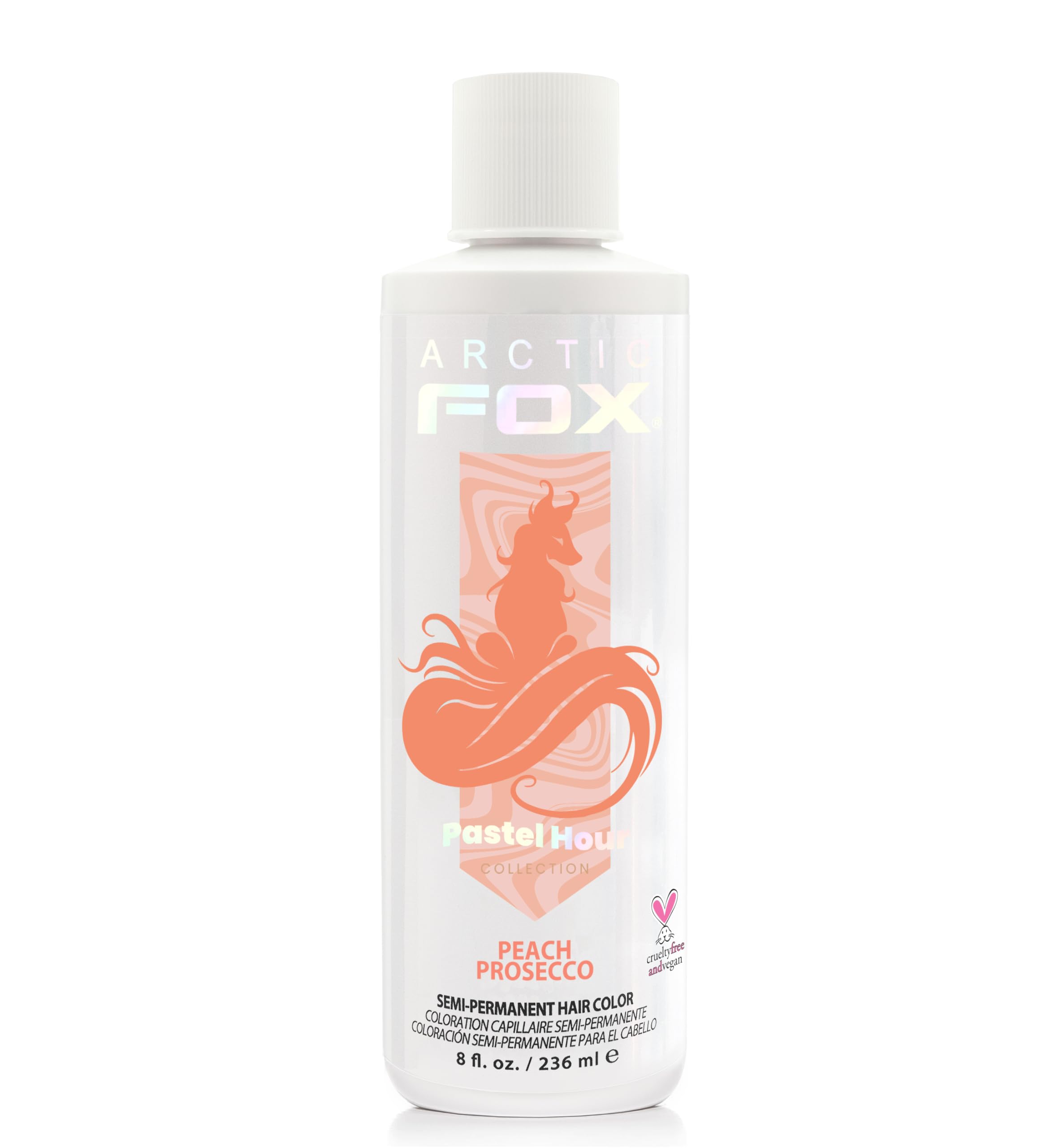 ARCTIC FOX pastel peach Prosecco bottle showing vibrant color option
