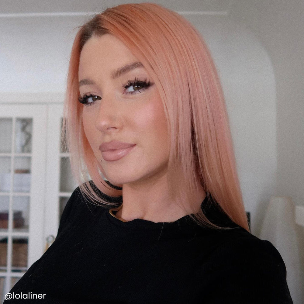 ARCTIC FOX pastel peach Prosecco on platinum hair demonstrating vivid pastel results