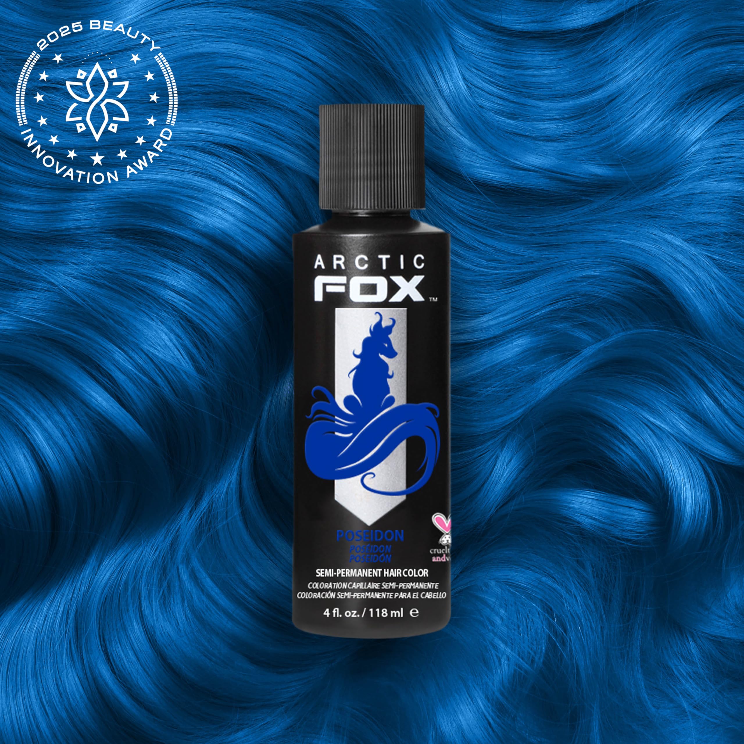Arctic Fox Poseidon Blue color swatches illustrating rich blue tones and fade