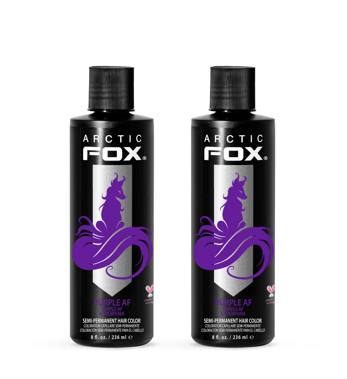 Arctic Fox Purple AF bottle pouring for vibrant color.