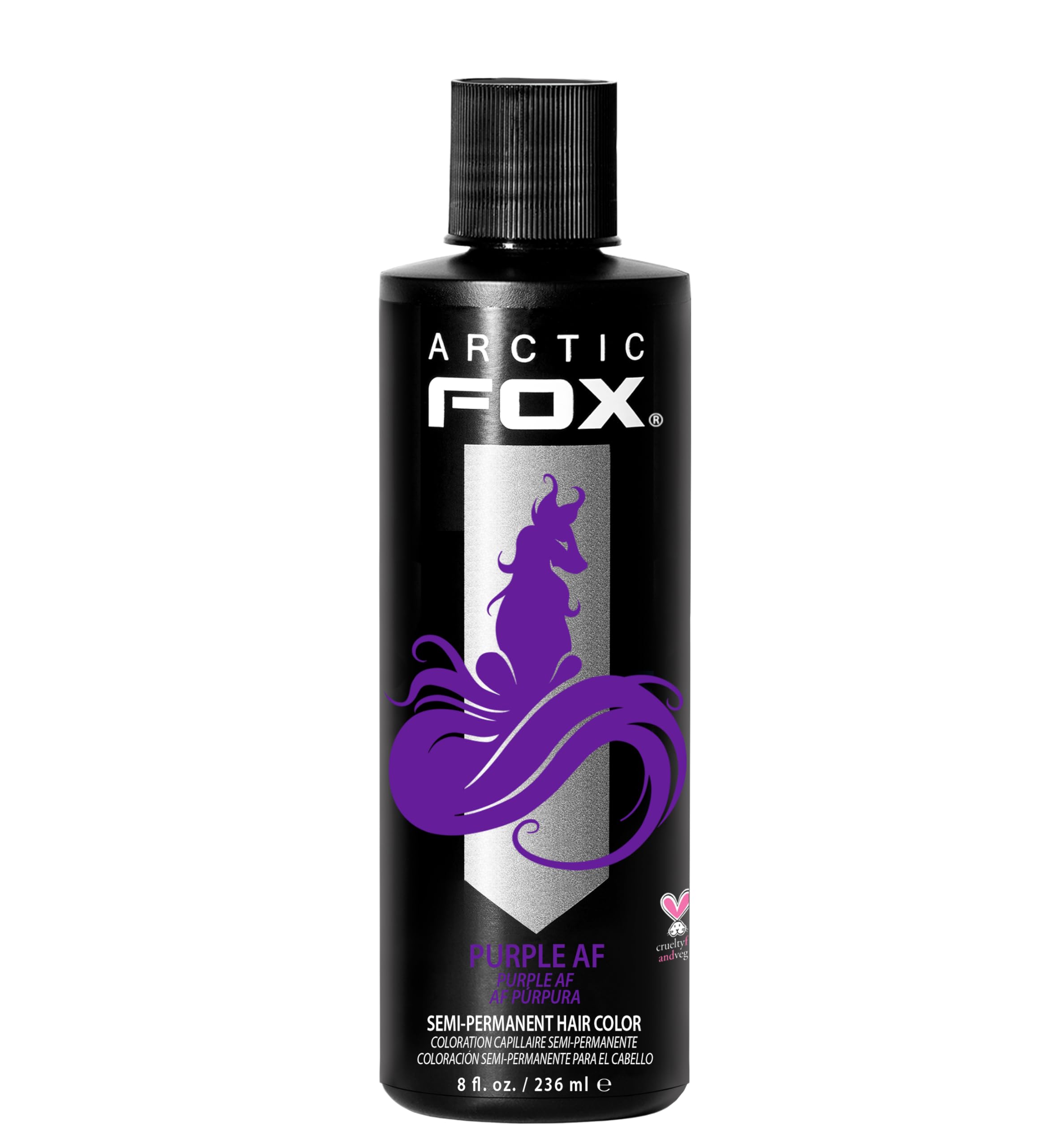 ARCTIC FOX Purple AF bottle shows vibrant dye for bold color results