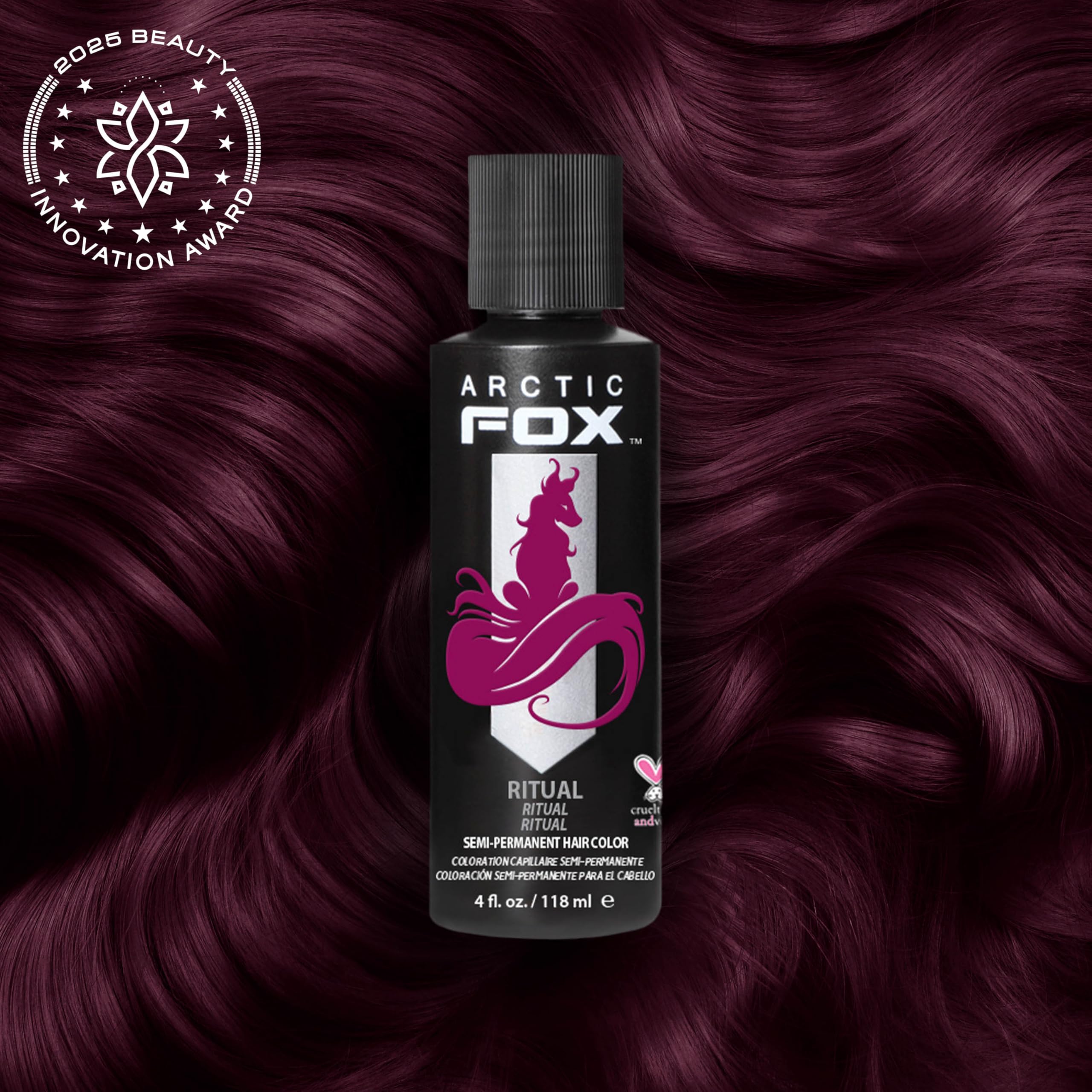 ARCTIC FOX Ritual dye being applied to hair for vibrant burgundy look