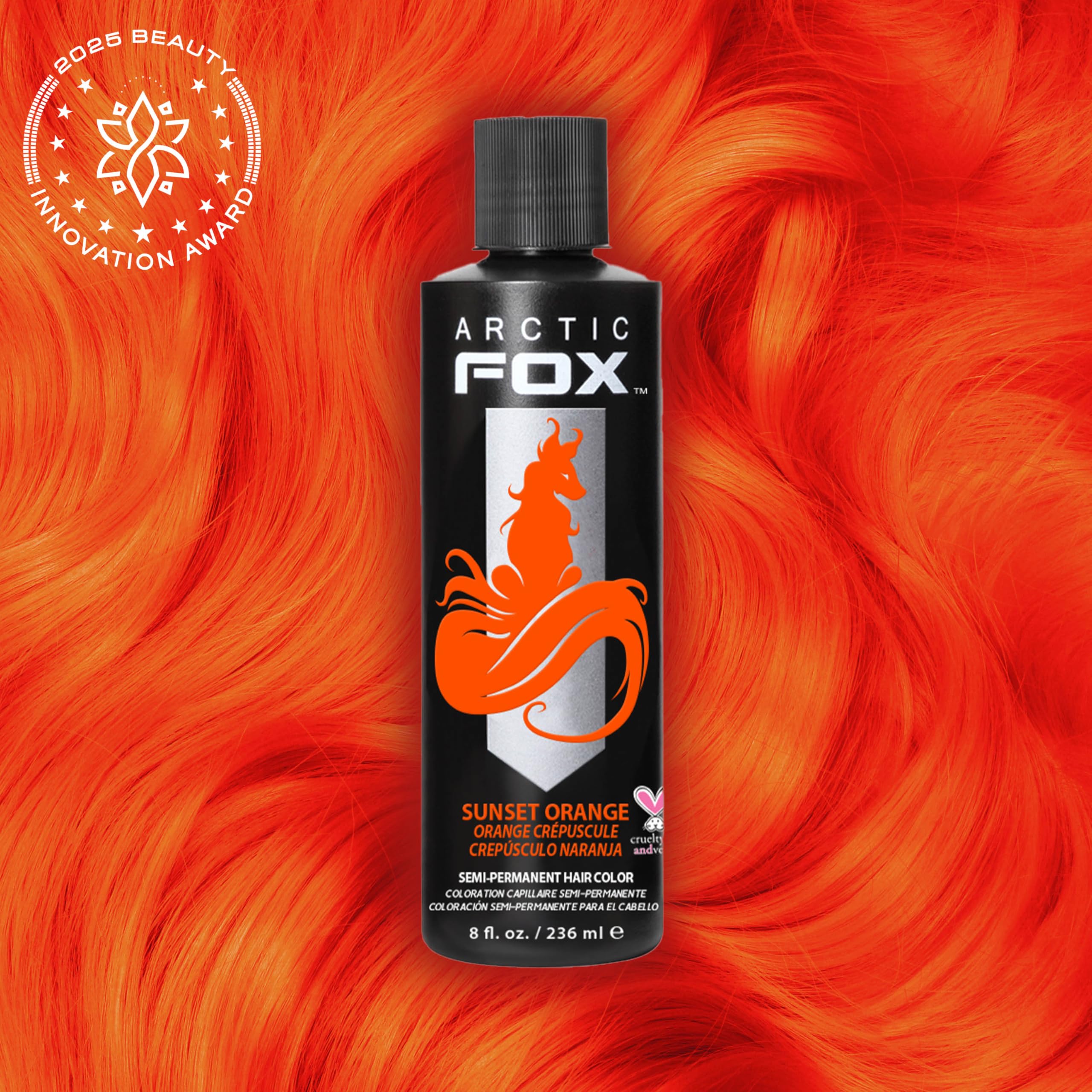 ARCTIC FOX Sunset Orange swatches showing creamy vegan pigment