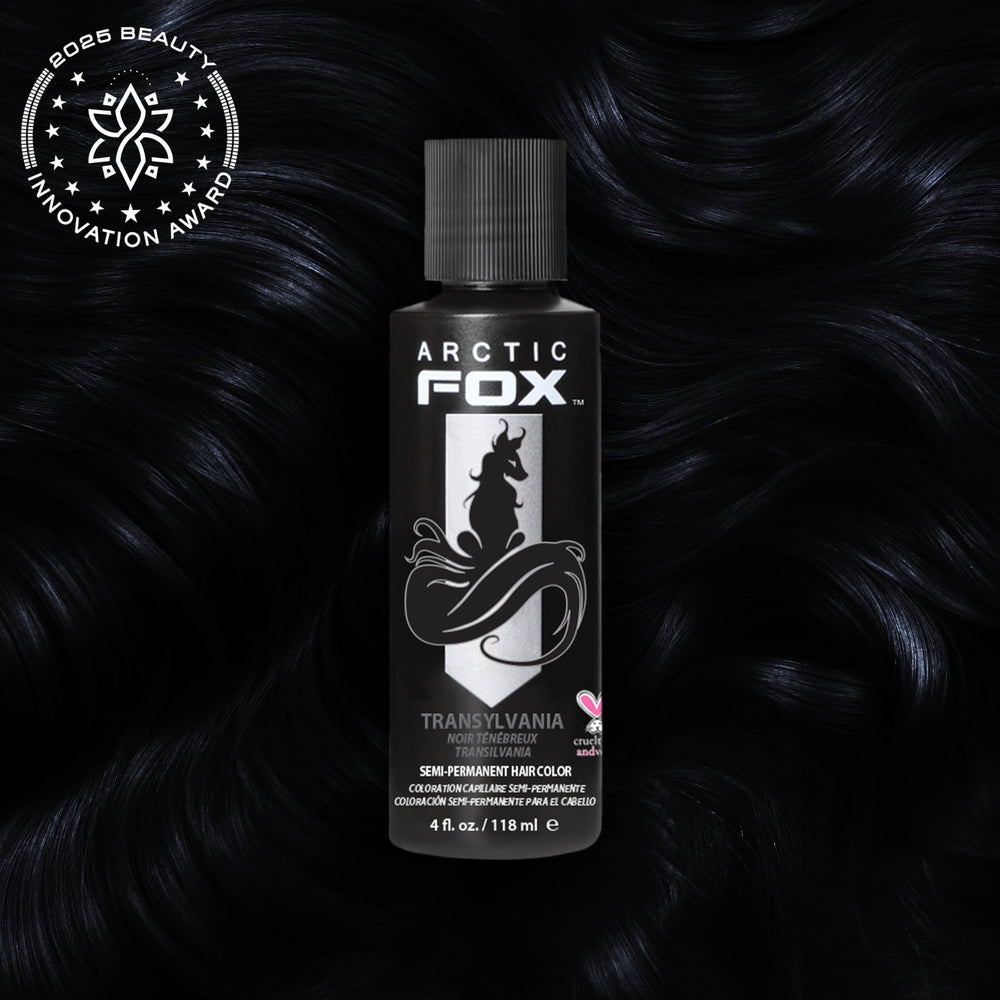ARCTIC FOX Transylvania diluter mix creating an icy blue accent on light hair.
