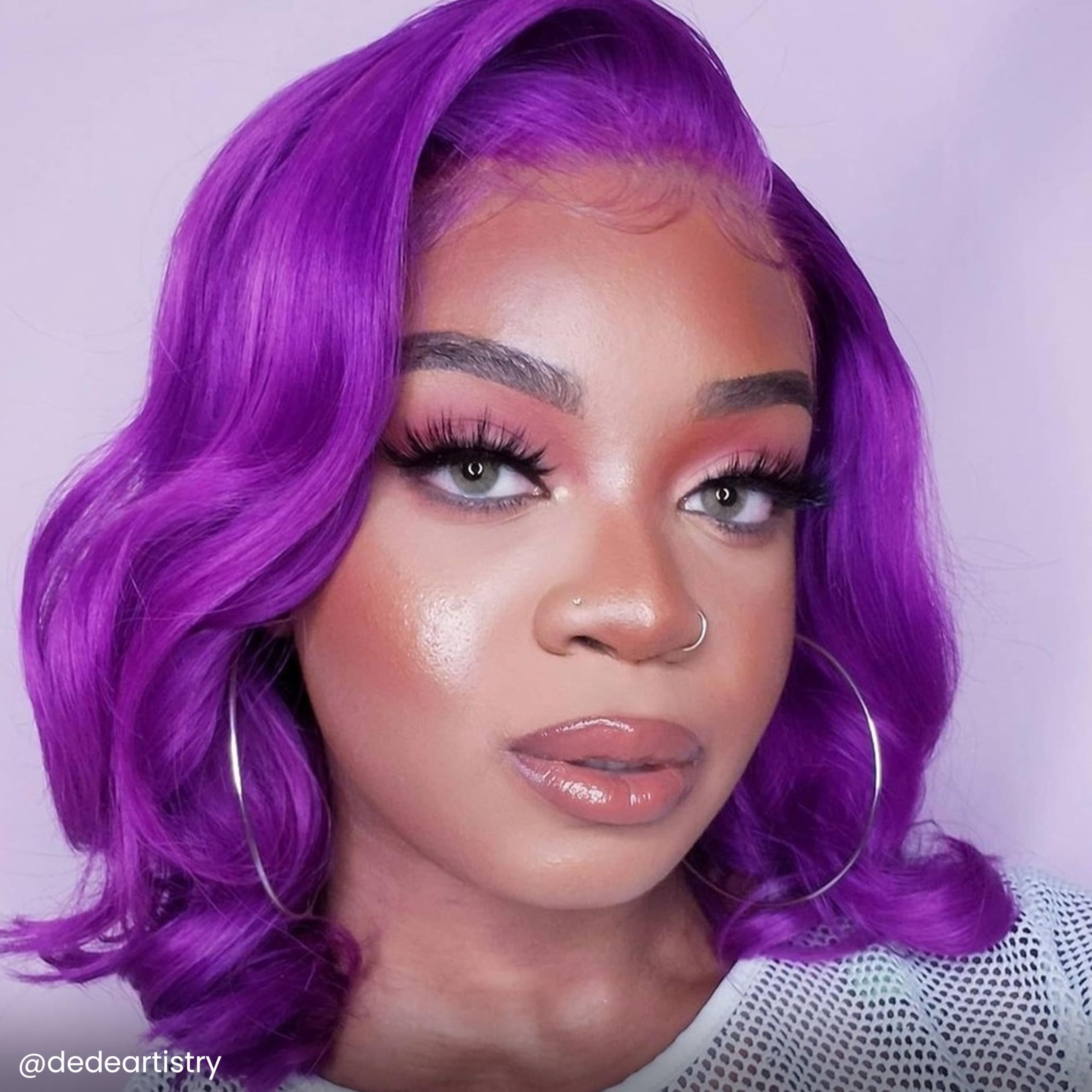 Violet Dream after-processing, shows long-lasting shade with gentle conditioning.