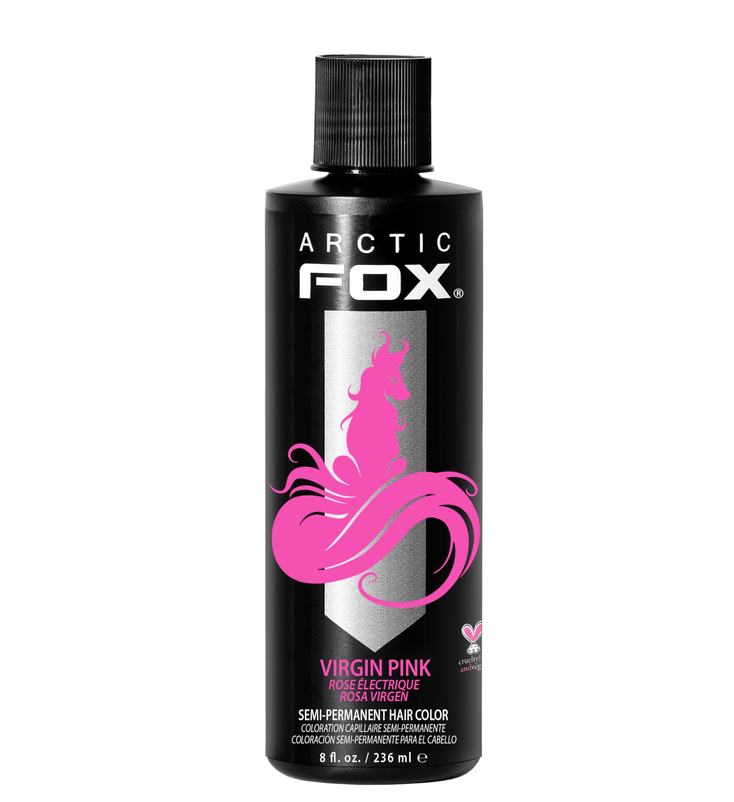 ARCTIC FOX Virgin Pink bottle pour showing vibrant color for bold styles.