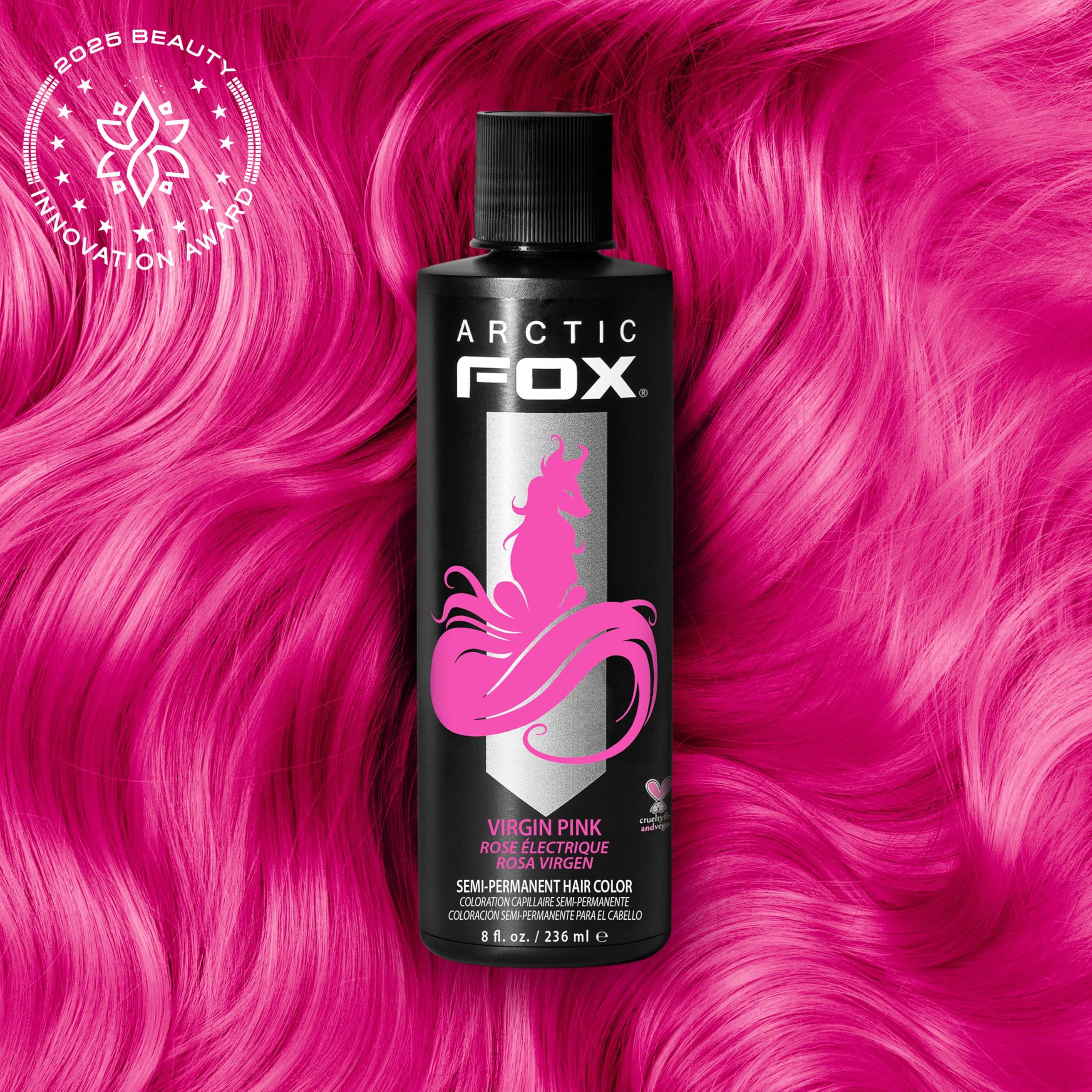 ARCTIC FOX Virgin Pink color swatches display vivid magenta tones.