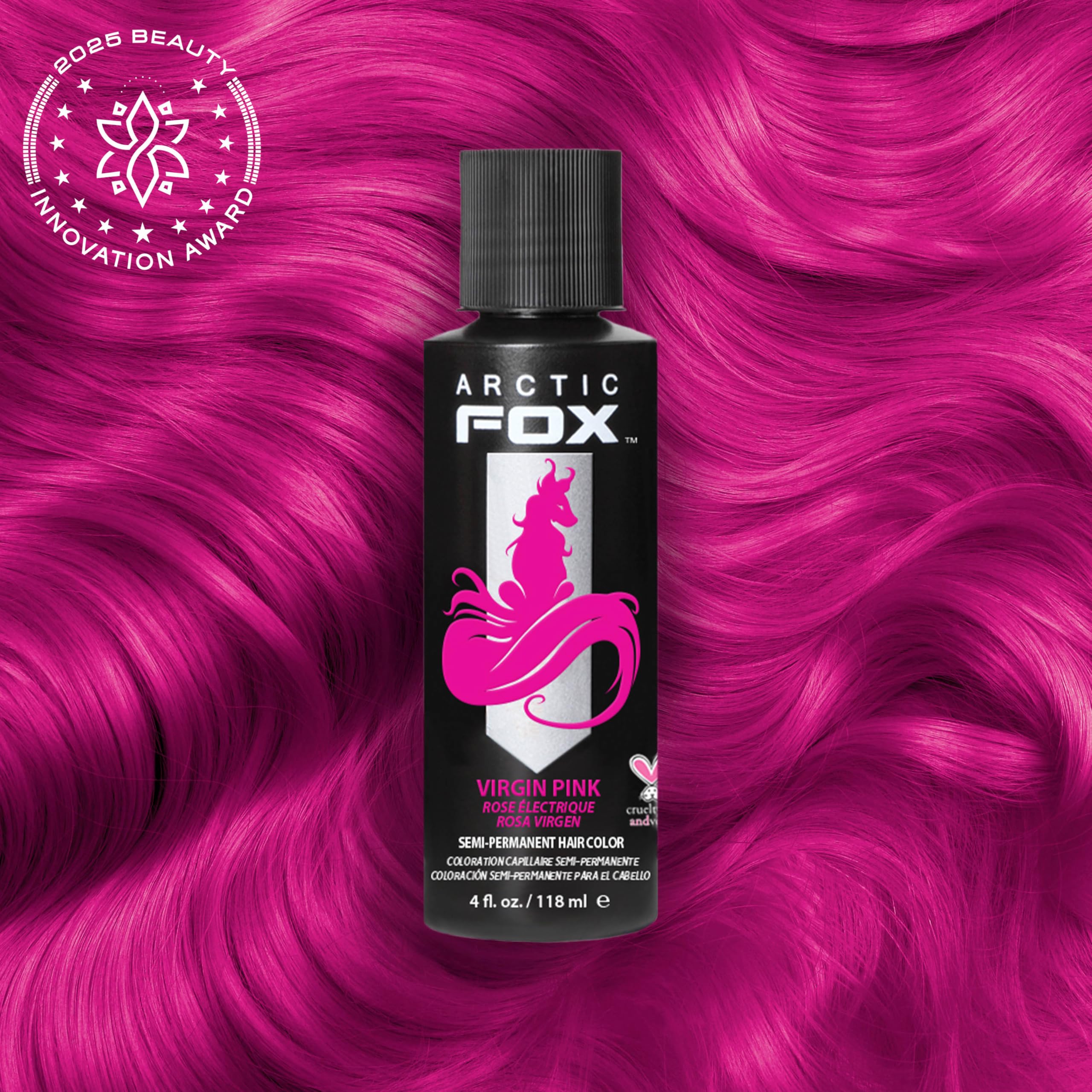 ARCTIC FOX Virgin Pink on hair, ready for application and shine.