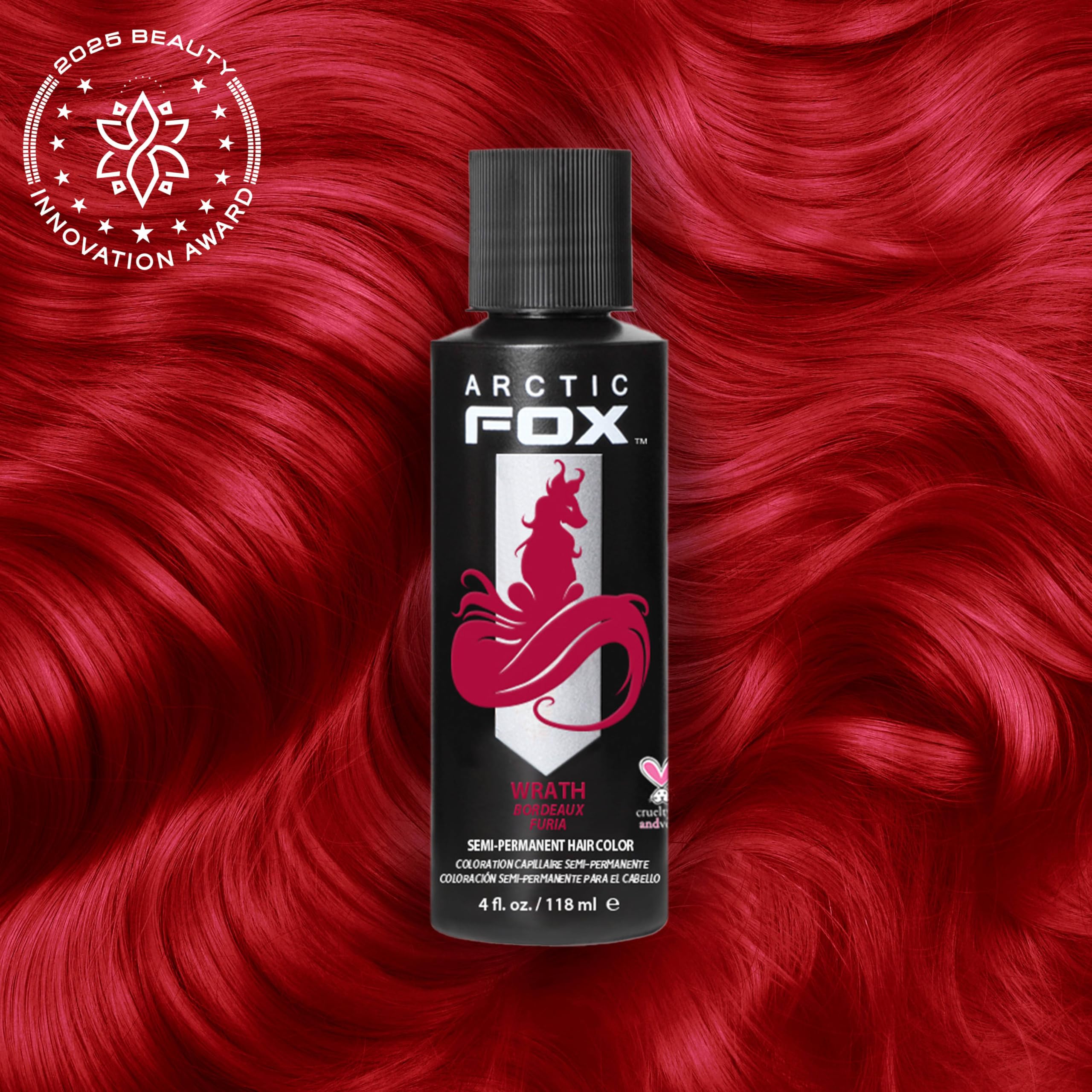 ARCTIC FOX Wrath color swirl demonstrates a deep crimson mix for custom shade options