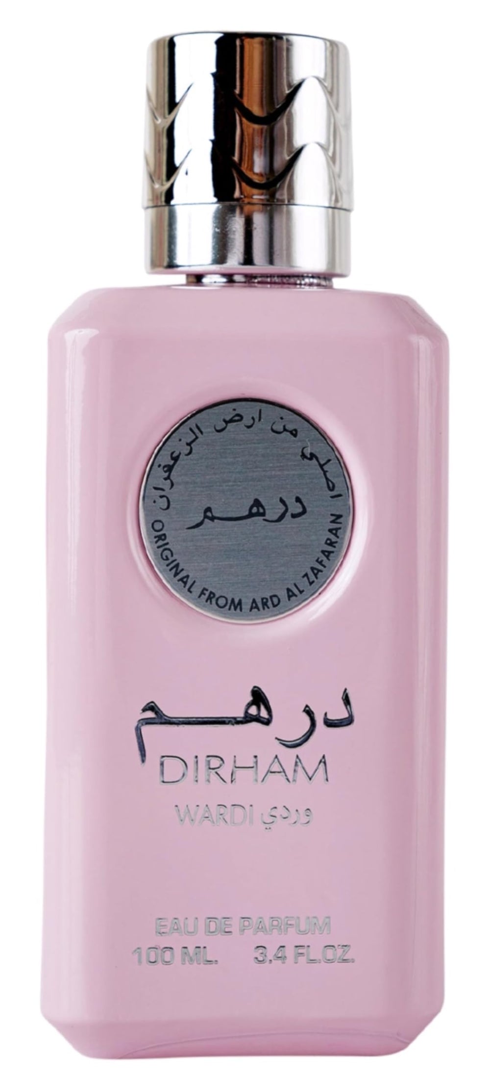 Ard Al Zaafaran Dirham Wardi bottle pour showcases a luminous floral scent for daily elegance.