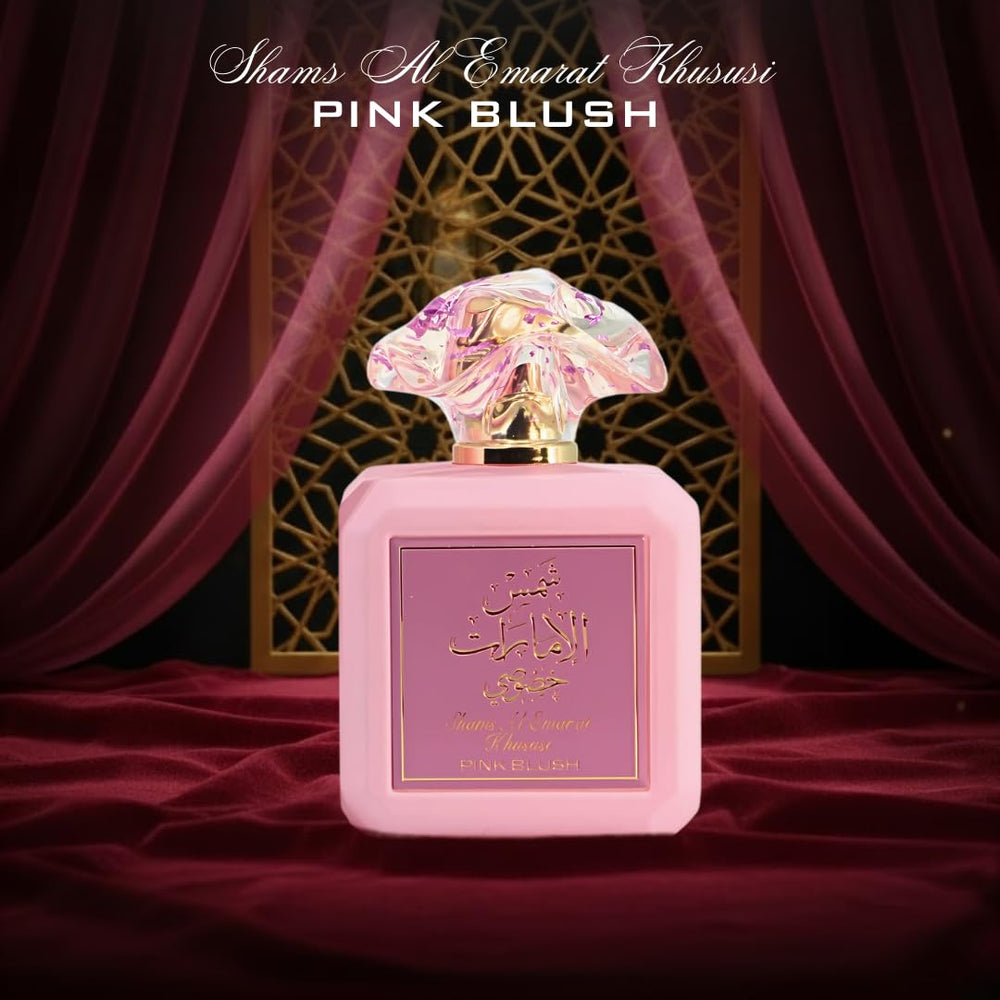 Ard Al Zaafaran Pink Blush reflective surface emphasizes pink hue