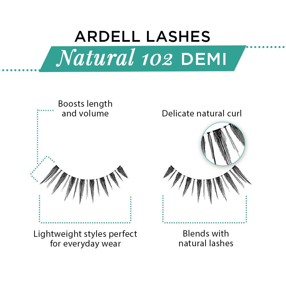 Ardell 102 Demi Black lashes invisband closeup demonstrates undetectable lash band.