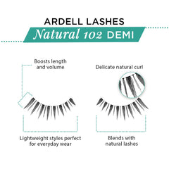 Ardell 102 Demi Black lashes invisband closeup demonstrates undetectable lash band.