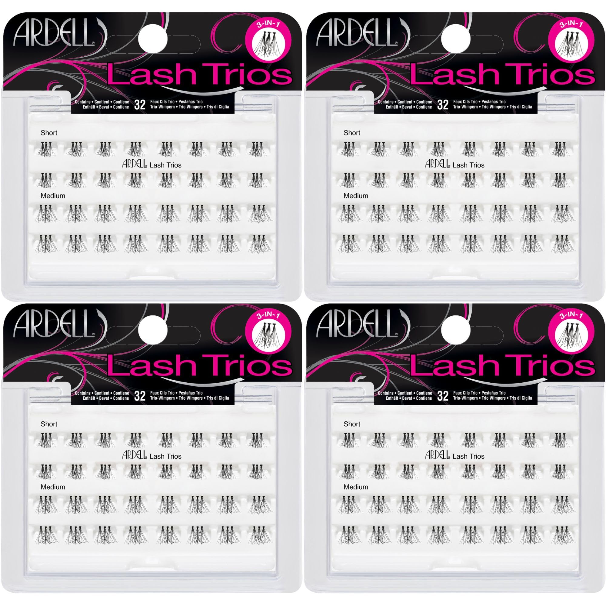 Ardell cluster lashes lash-trios 4-pack; customizable clusters for natural to bold looks.