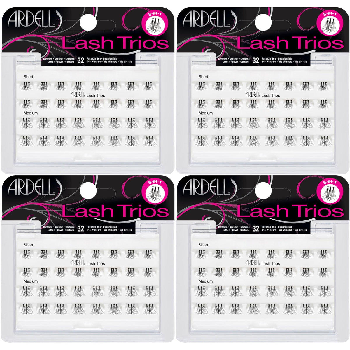 Ardell cluster lashes lash-trios 4-pack; customizable clusters for natural to bold looks.