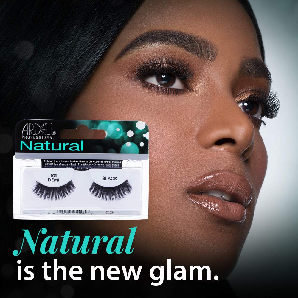 Ardell Demi 101 closeup black false lashes for definition and lift.