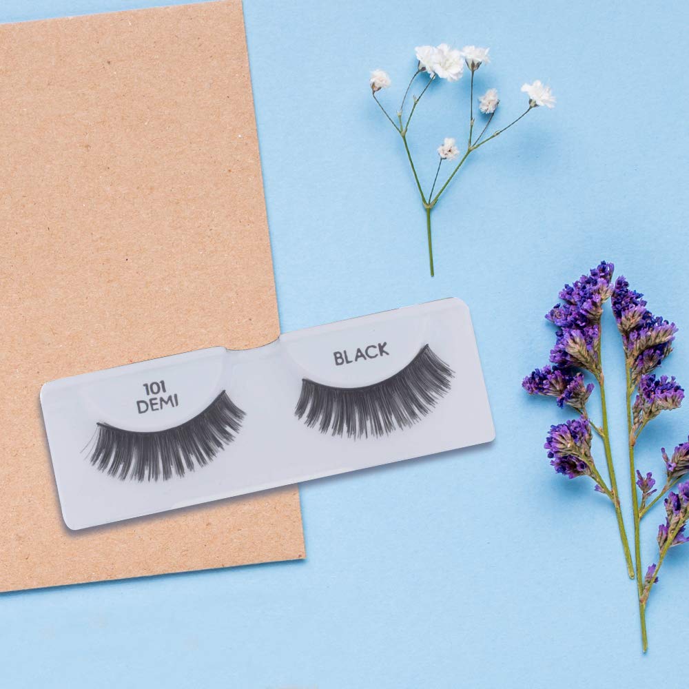 Ardell Demi 101 Invisiband lashes show discreet band for comfort.