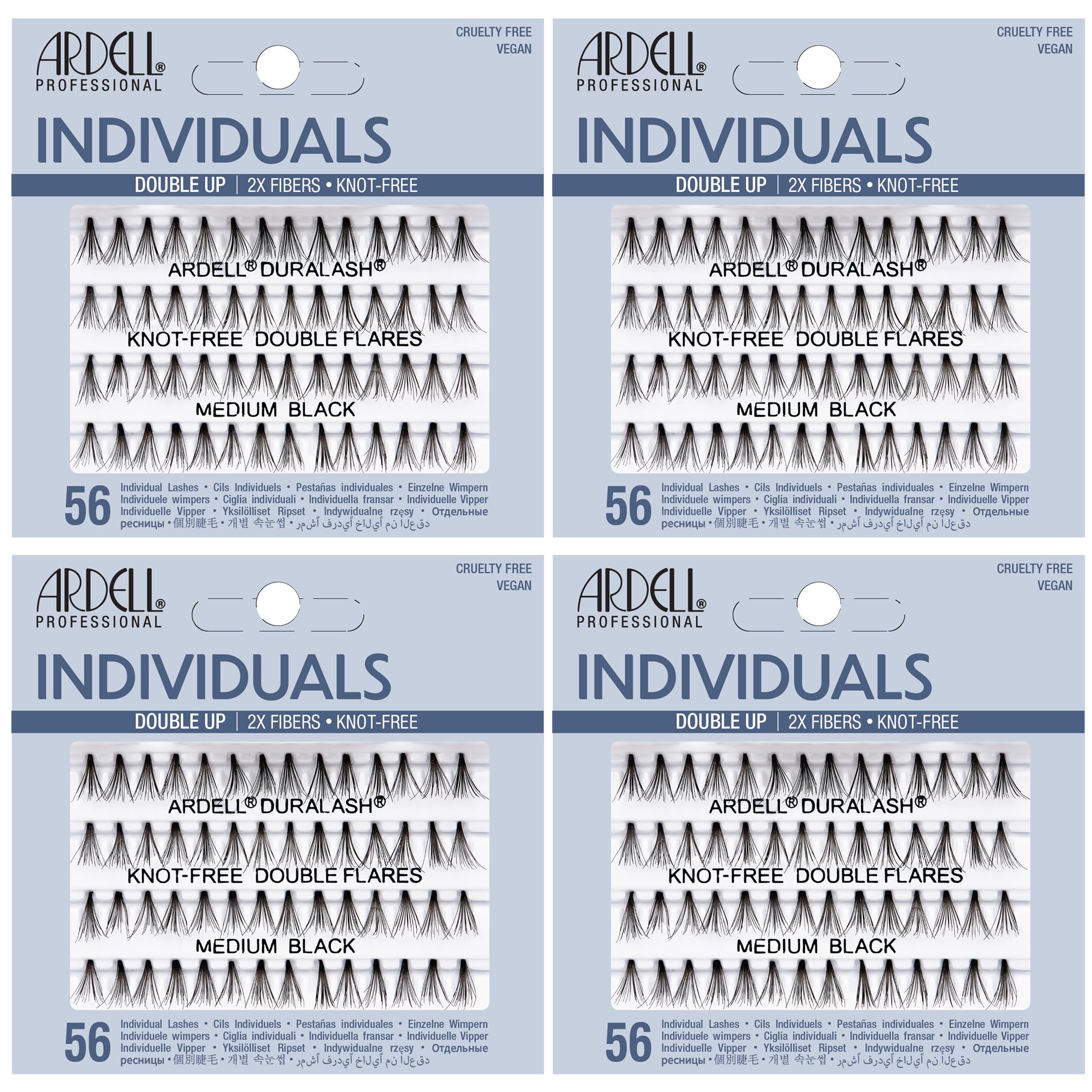 Ardell Double Up Medium Black Individuals close-up of knot-free lash clusters for natural volume.