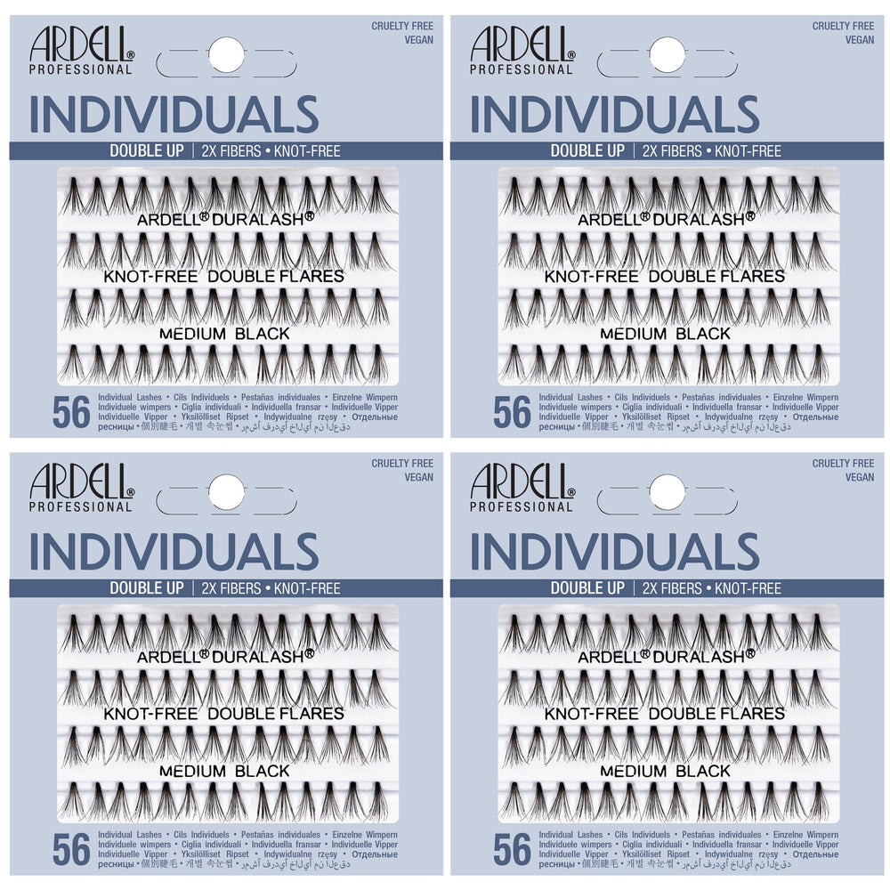 Ardell Double Up Medium Black Individuals close-up of knot-free lash clusters for natural volume.