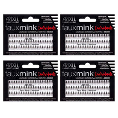 Ardell Faux Mink Individuals Medium Black 4-Pack front view shows natural lash clusters
