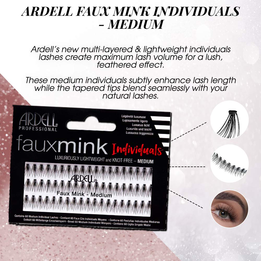 Ardell Faux Mink Individuals Medium Black 4-Pack packaging emphasizes cruelty-free design