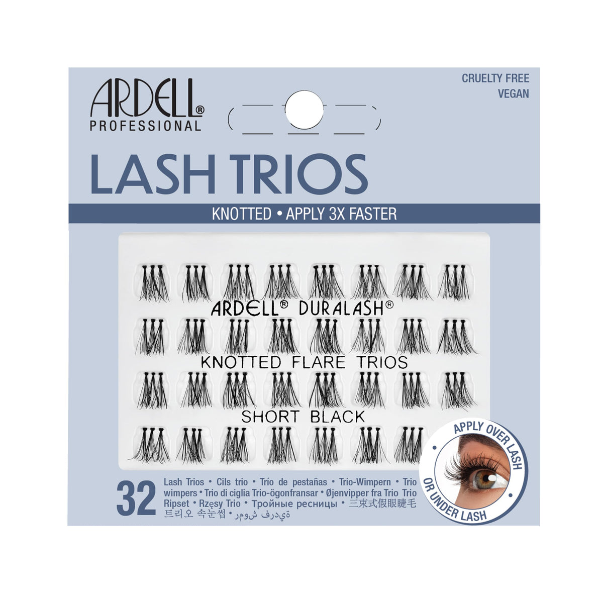 Ardell Individual Trios Short Black lashes pack for customizable natural fullness