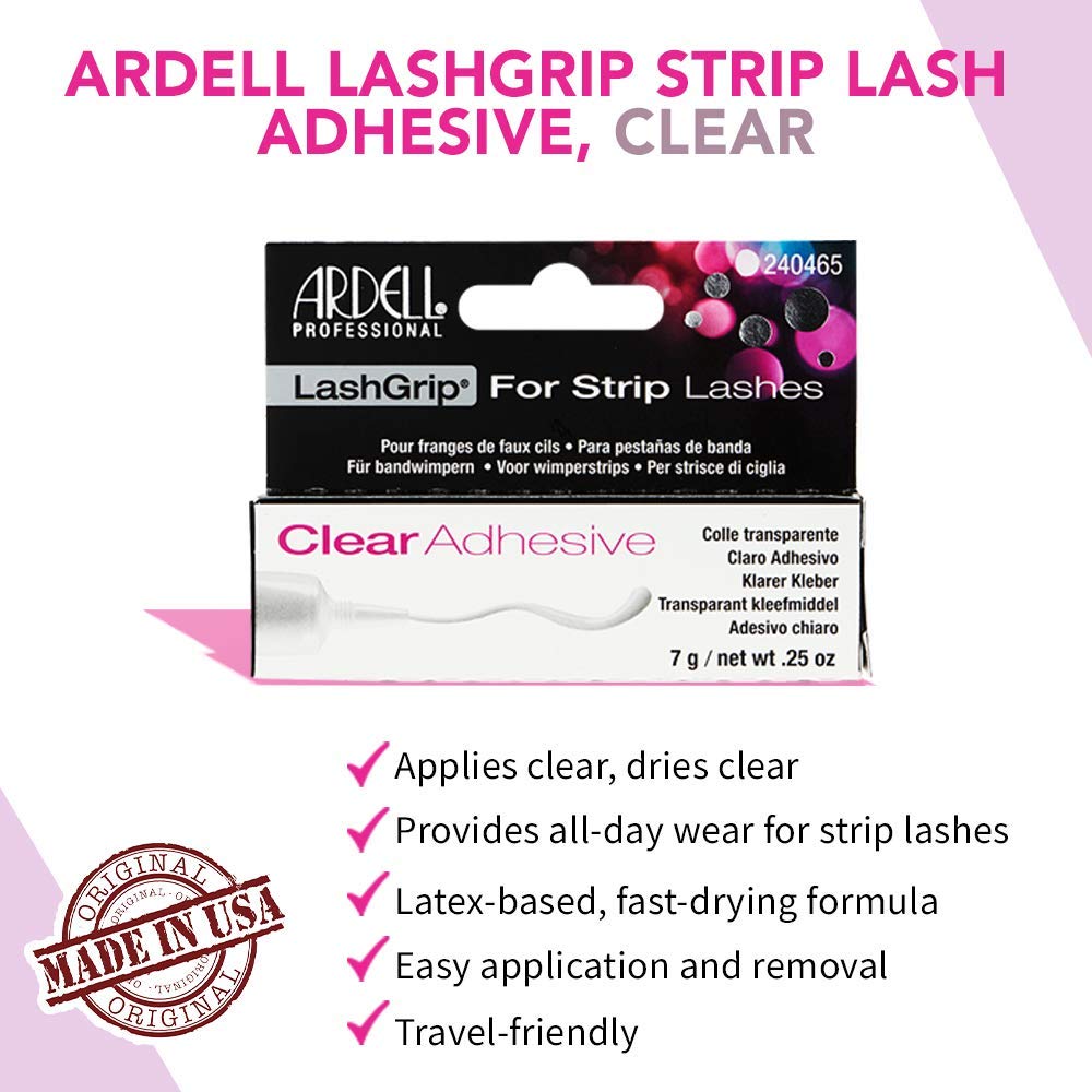 Ardell LashGrip adhesive finishes false lashes for a secure, natural-looking hold.