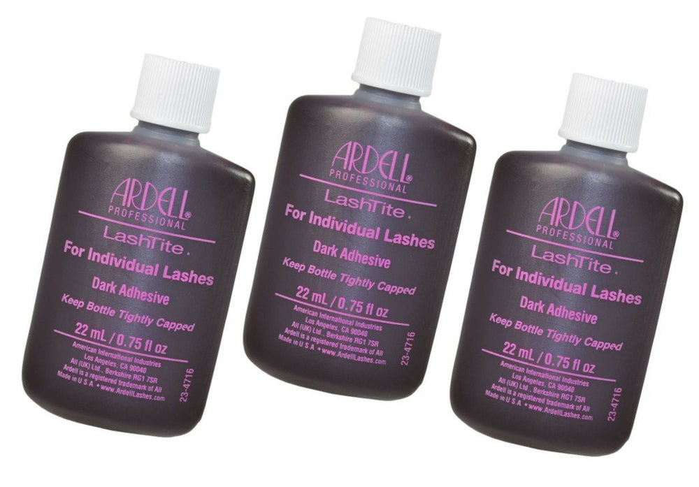 Ardell Lashtite Dark adhesive bottle showing secure hold for Duralash lashes.