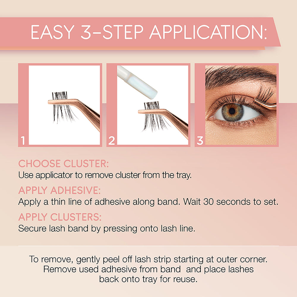 Ardell Naked Clusters 437 ultra-lightweight lashes for comfortable wear.
