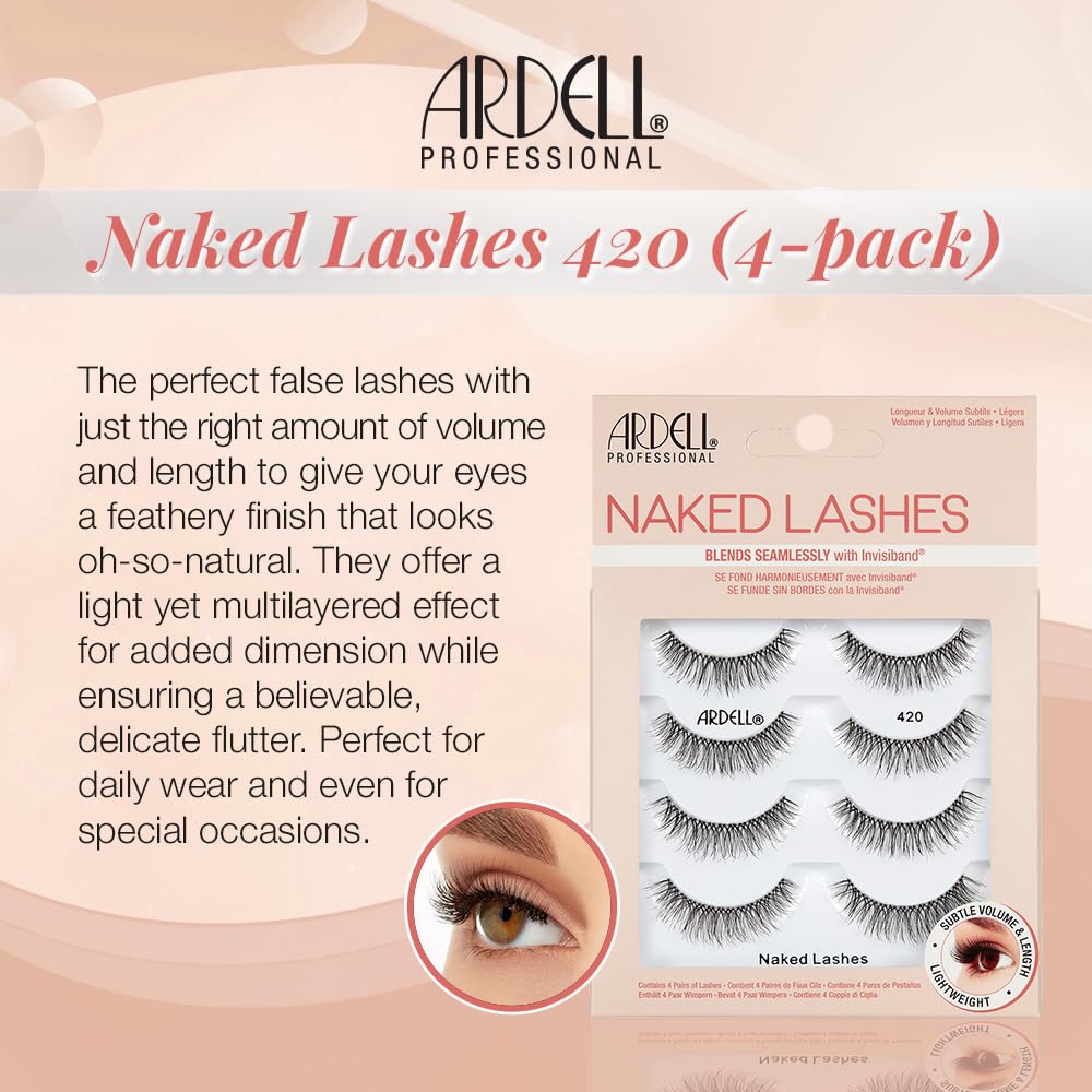 Ardell Naked Lashes 420 close-up natural strip showcasing seamless blending.