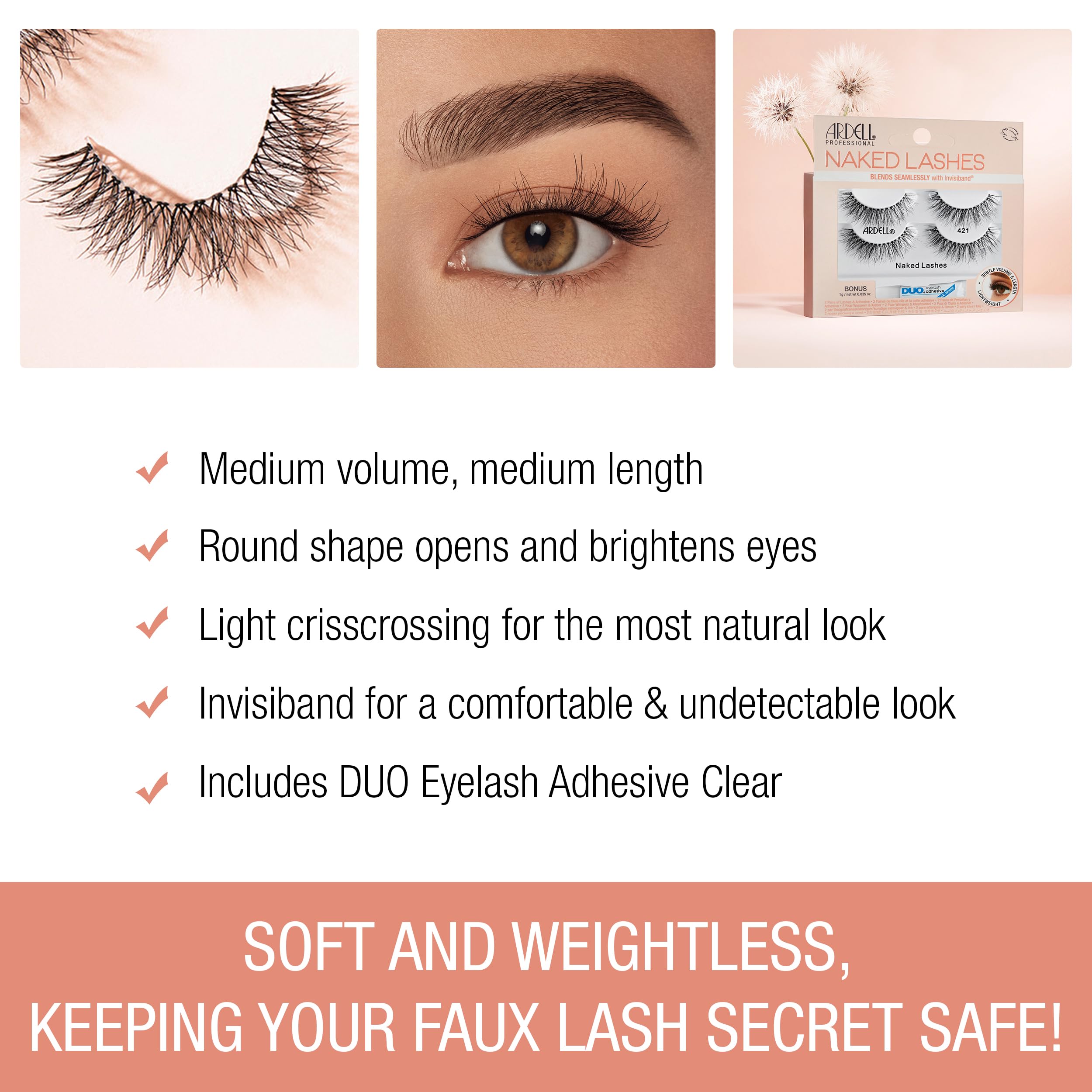 Ardell Naked Lashes 421 packaging display highlighting two-pair value.