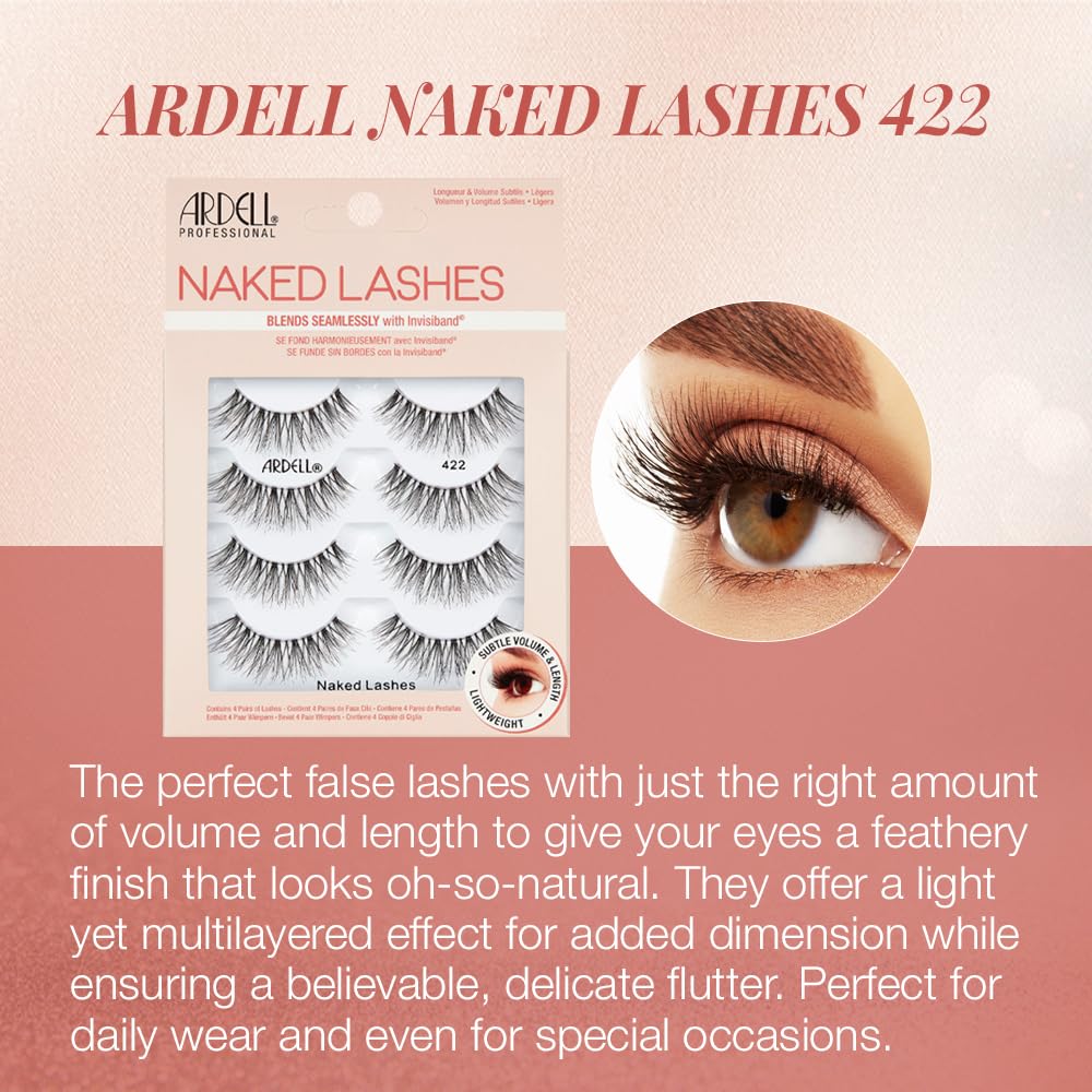 Ardell Naked Lashes 422 closeup showing natural, feather-soft fibers