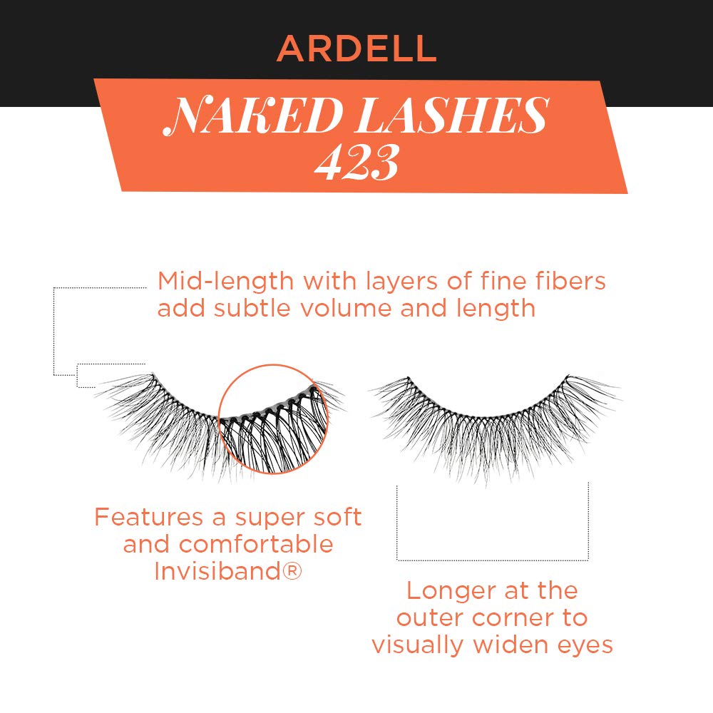 Ardell Naked Lashes 423 soft fibers provide light, comfortable wear