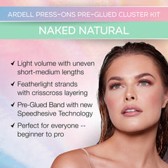 Ardell Naked Press On Underlash application steps showing quick, glue-free placement.
