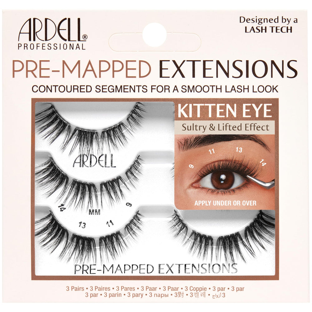 Ardell pre-mapped kitten-eye lashes for easy at-home application.