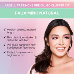 Ardell Press On Fauxmink Natural 60ct close-up shows lightweight natural lash texture