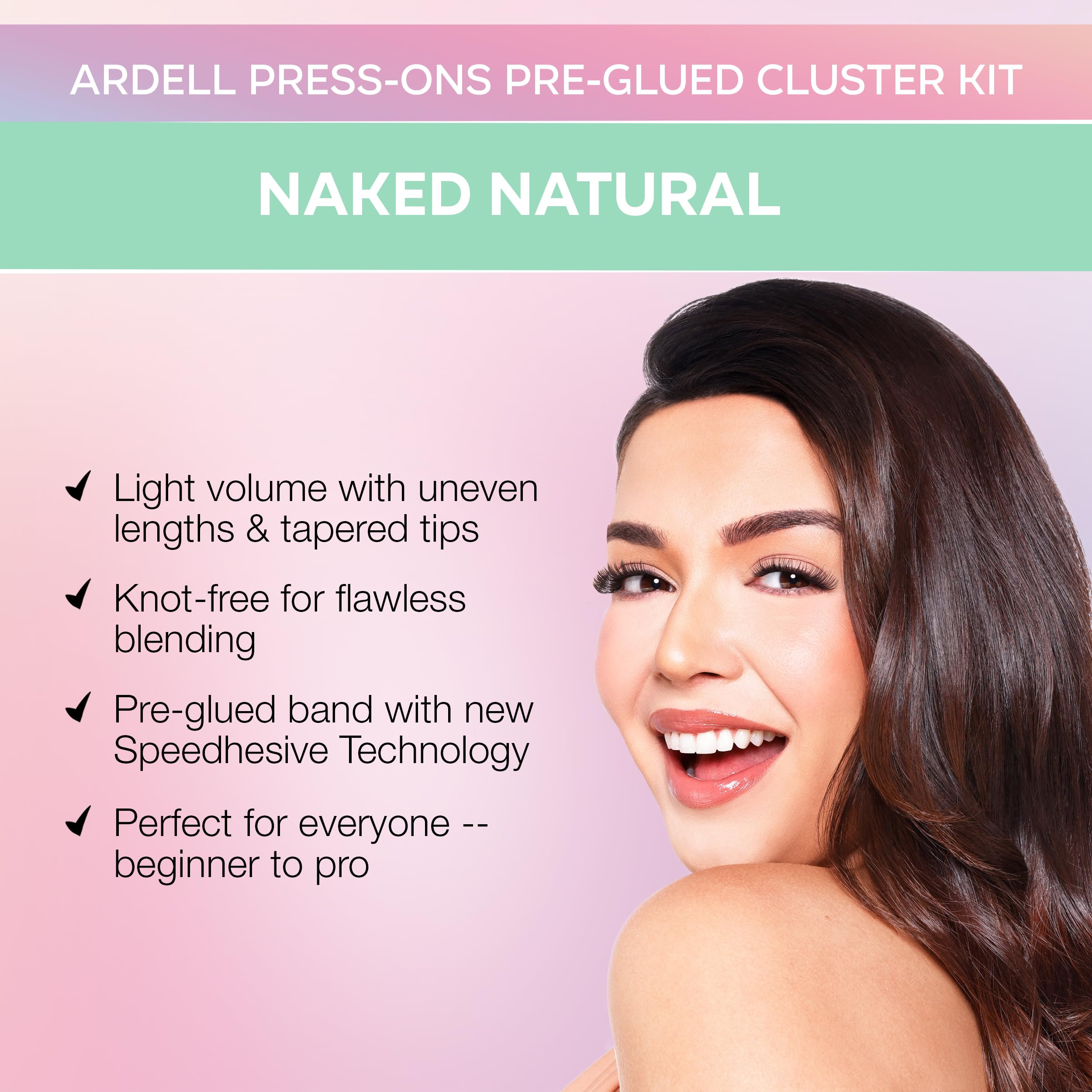 Ardell Press On Lashes Naked Natural packaging front demonstrates quick wear readiness