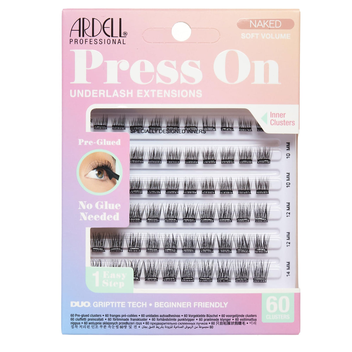 Ardell press-on underlash extensions packaging demonstrates easy, mess-free application.