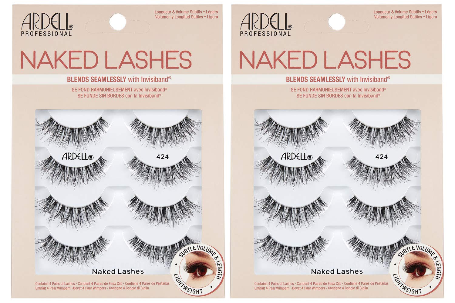 Ardell Naked 424 invisiband lashes offering natural look and comfort.