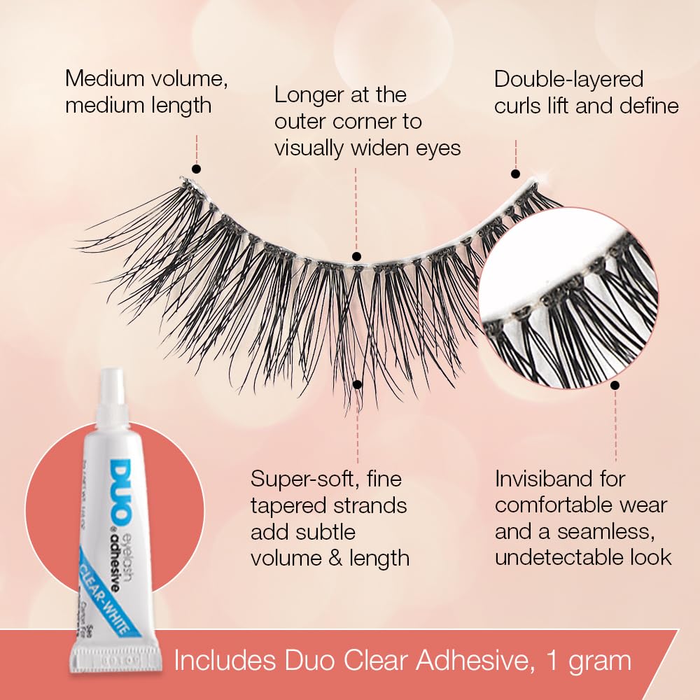 Ardell Naked 424 mid-length wisps provide gentle lift.