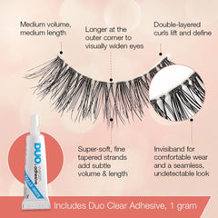 Ardell Naked 424 mid-length wisps provide gentle lift.