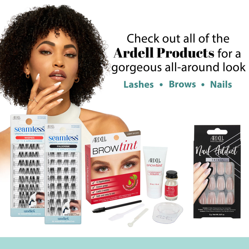 Ardell lash glue for strip and individual lashes with a precise applicator.