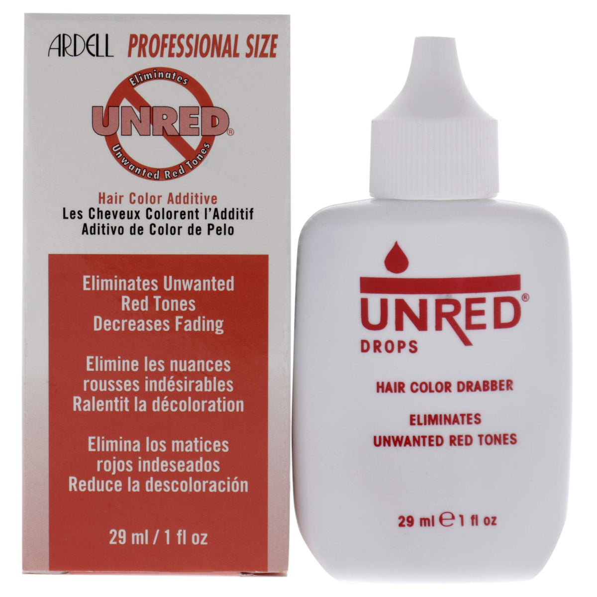 Ardell Unred Additive bottle neutralizes red tones in dyed hair.
