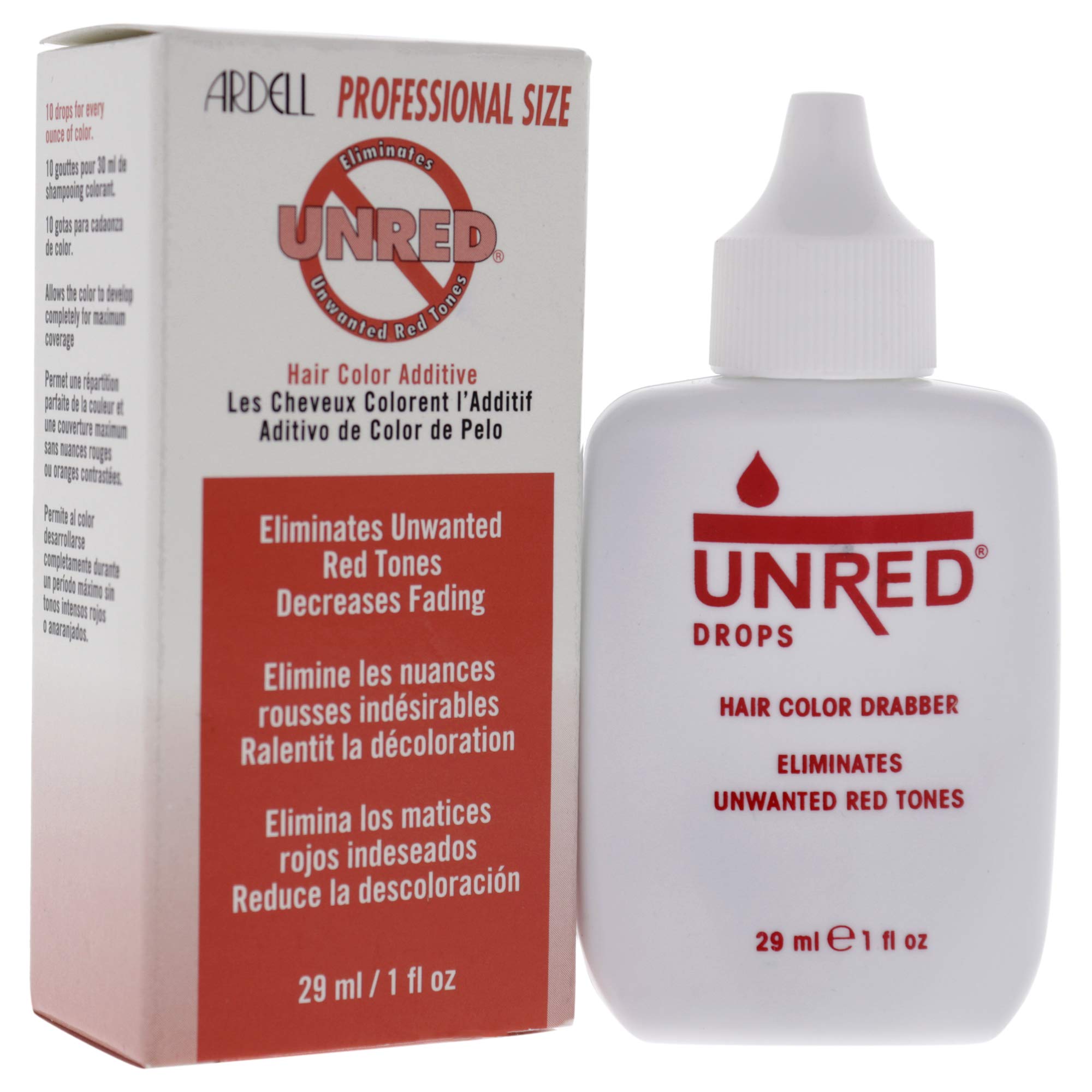 Ardell Unred Additive shown as a hair toner to minimize brassiness.